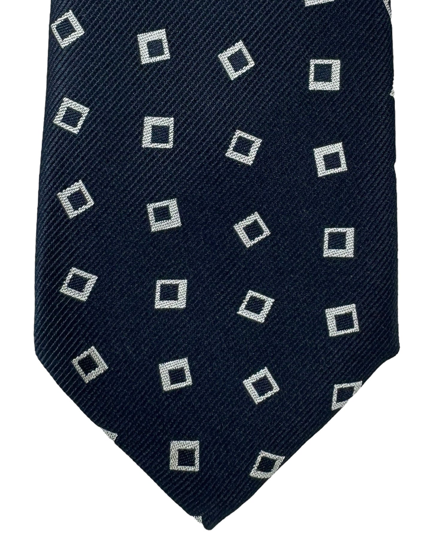 Canali Tie Dark Blue Silver Geometric - Jacquard Silk