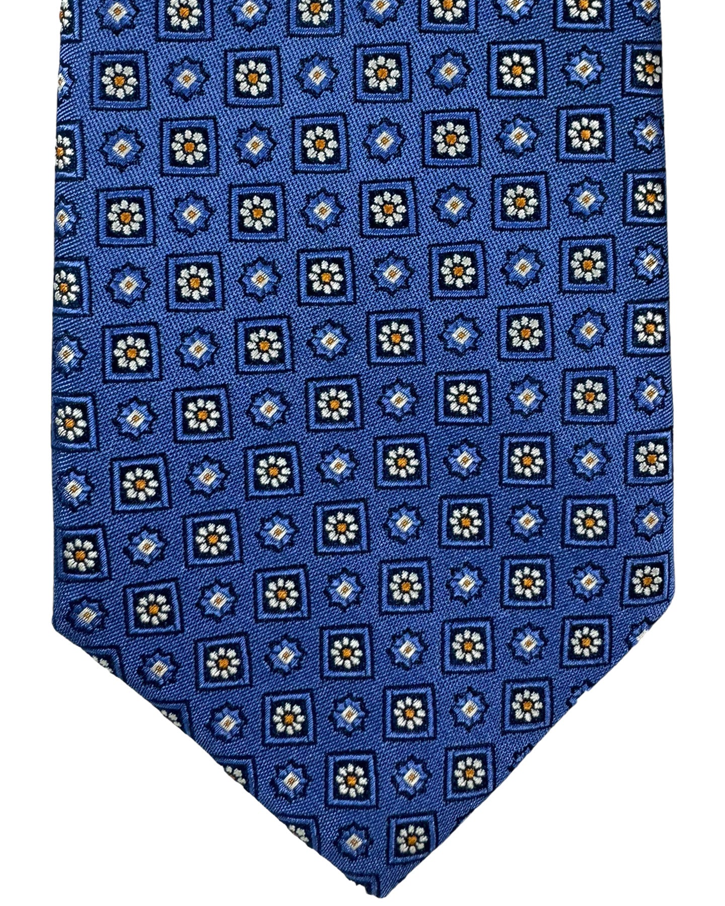 Canali Silk Tie Blue Mini Floral Pattern