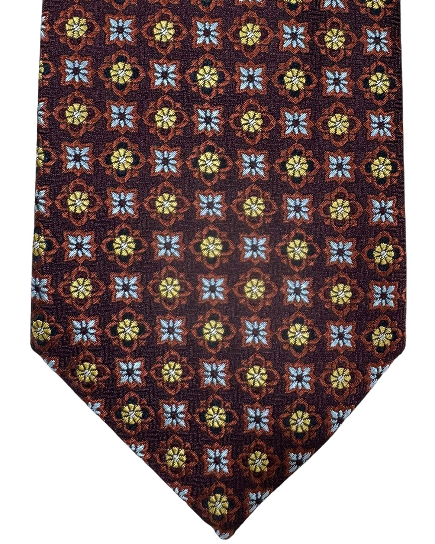 Canali Silk Tie Brown Sky Blue Olive Floral - NEW 2024 Collection