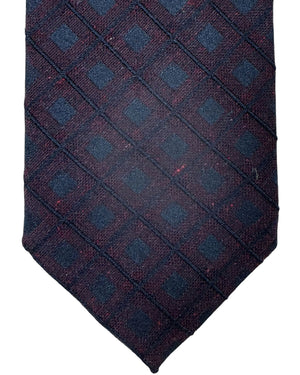 Canali Silk Tie Black Maroon Gingham - NEW 2024 Collection