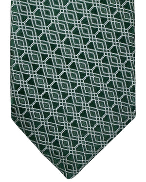 Canali Silk Tie Dark Green Silver Geometric - NEW 2024 Collection