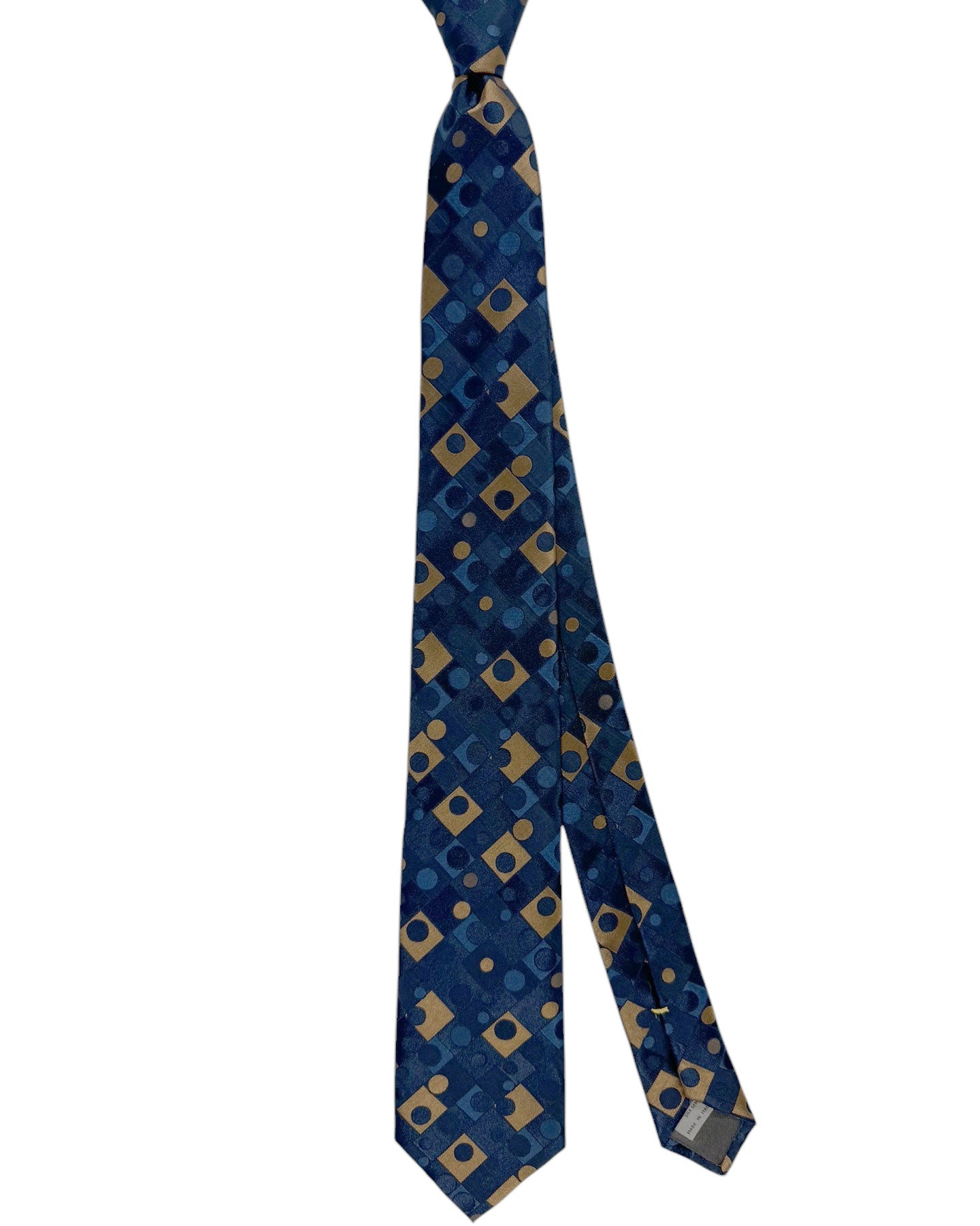 Canali Silk Tie Dark Blue Light Taupe Geometric - NEW 2024 Collection