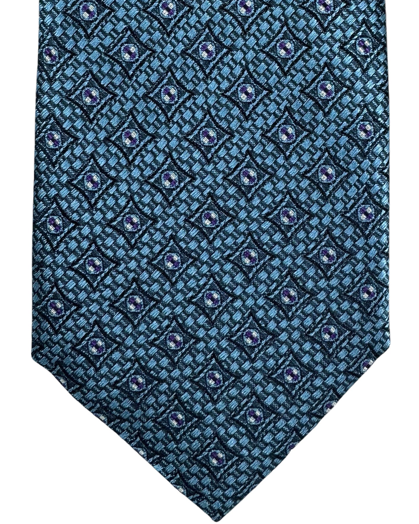 Canali Silk Tie Turquoise Purple Geometric - NEW 2024 Collection