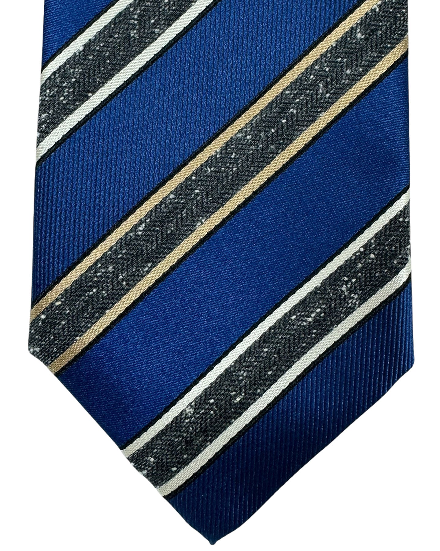 Canali Silk Tie Royal Blue Gray Stripes - NEW 2024 Collection