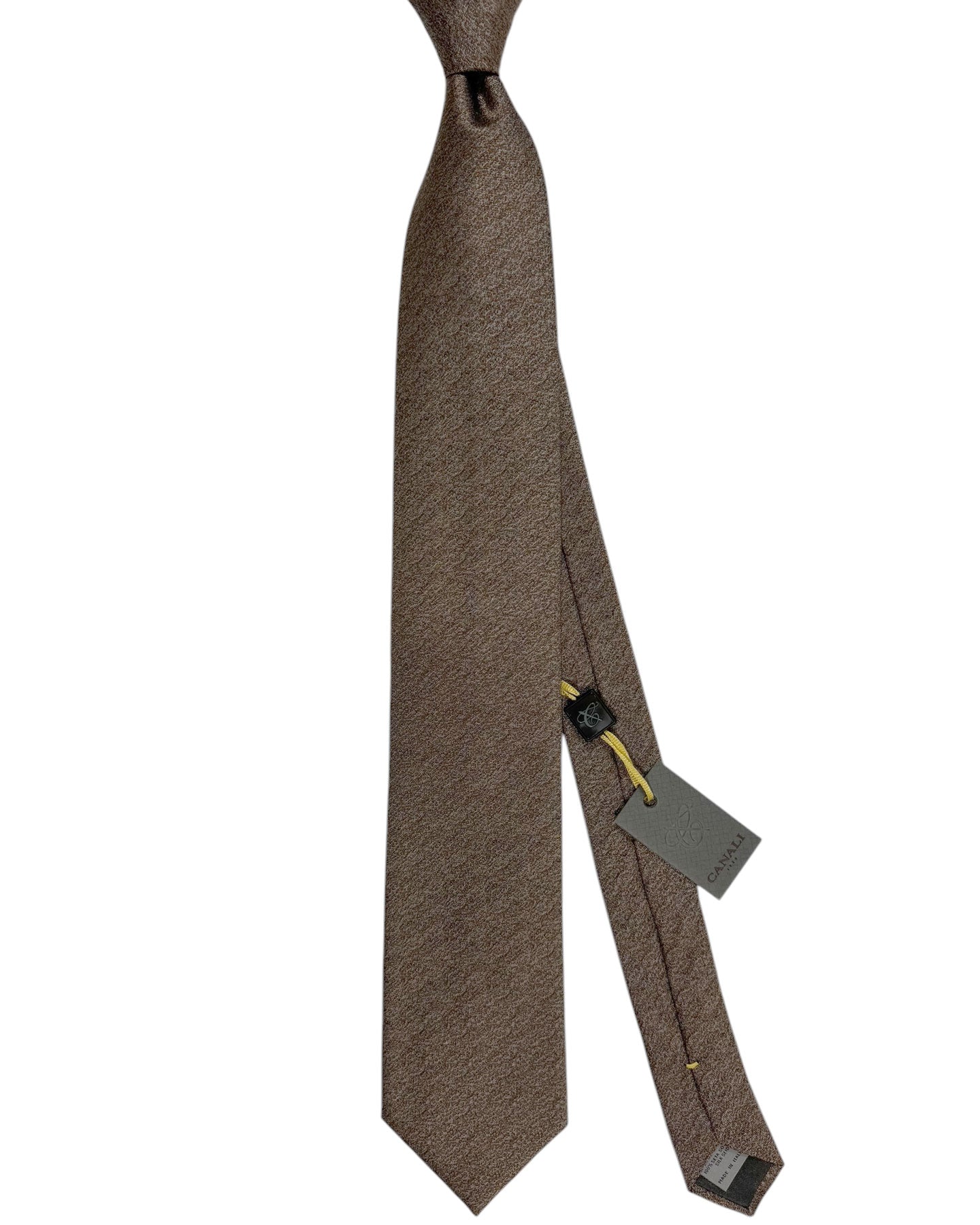 Canali Silk Tie Brown Gray Micro Pattern - NEW 2024 Collection