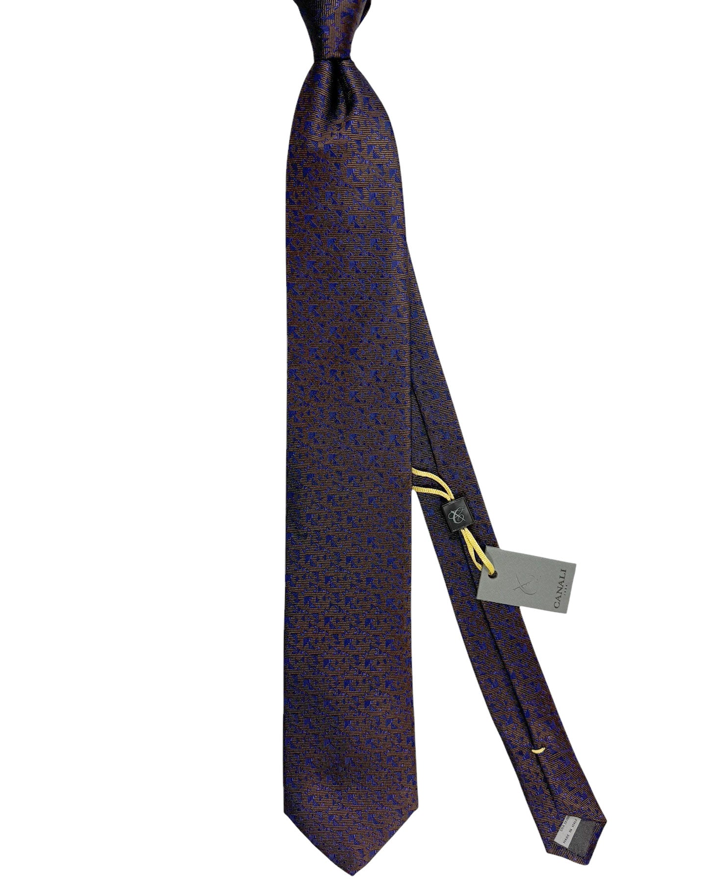 Canali Silk Tie Dark Brown Purple Micro Pattern - NEW 2024 Collection