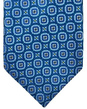 Canali Silk Tie Blue Teal Medallion