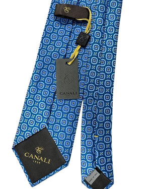 Canali Silk Tie Blue Teal Medallion