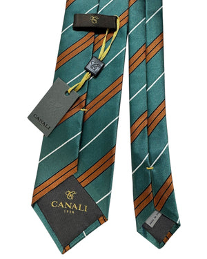 Canali Silk Tie Seafoam Brown Stripes