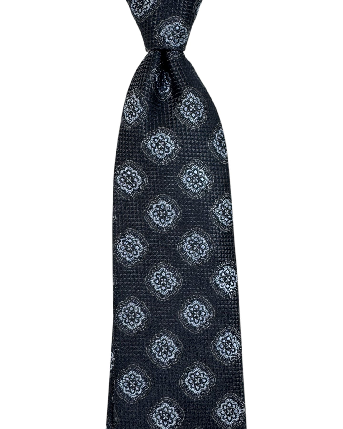 Canali Tie Black Design Light Blue