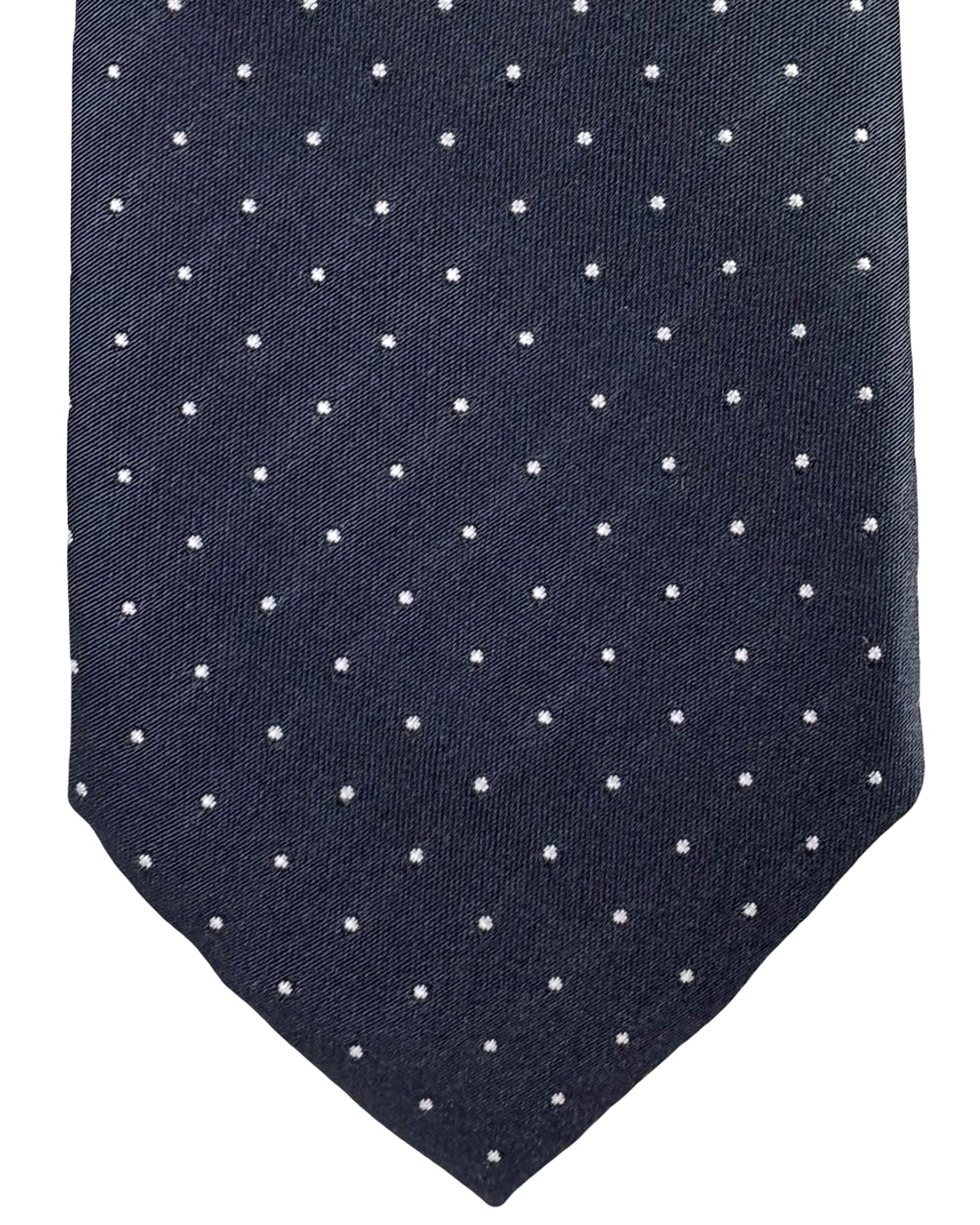 Canali Tie Dark Gray Silver Dots