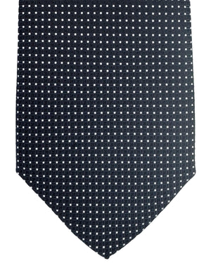 Canali Silk Tie Dark Blue Black Silver Micro Dots