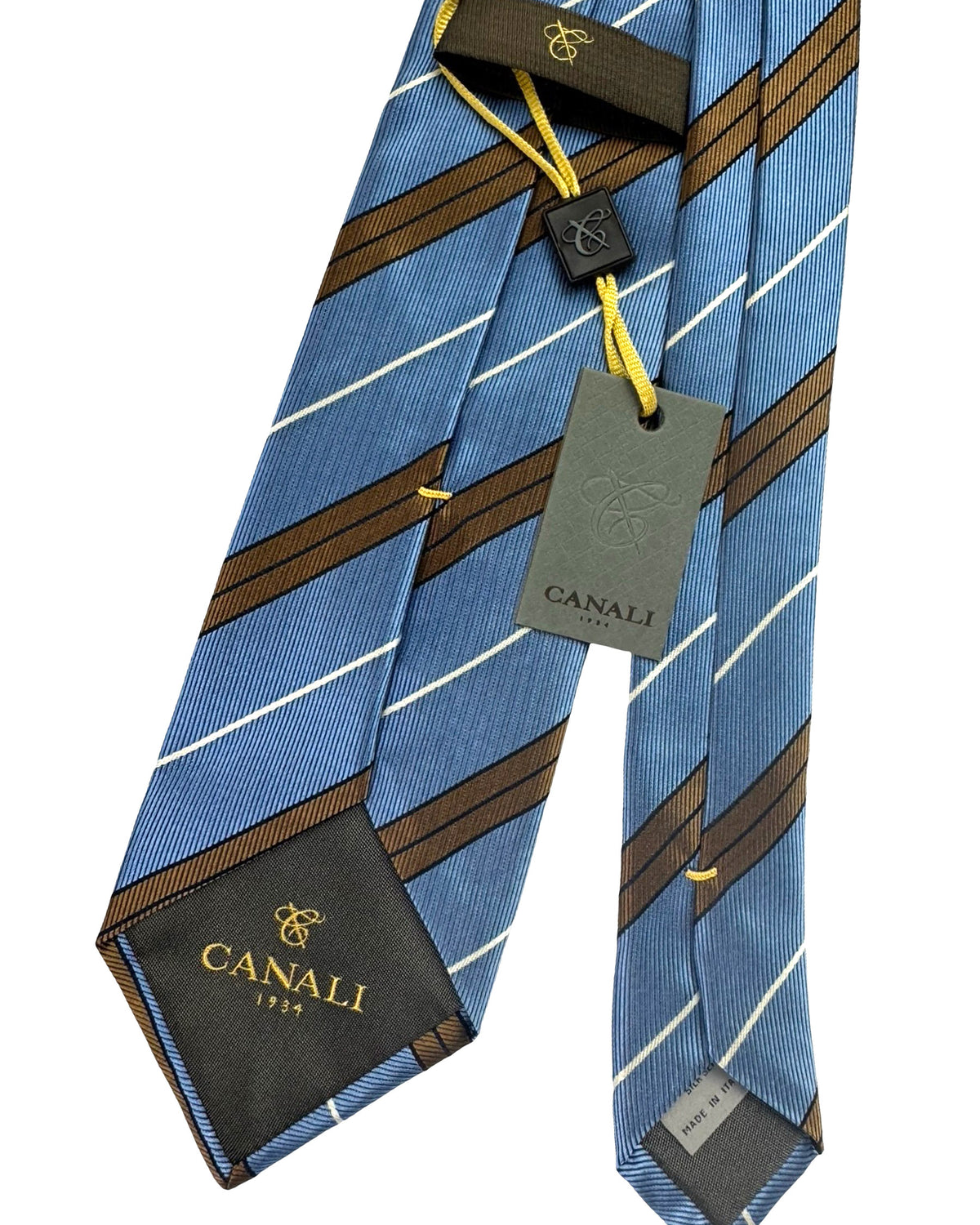 Canali Silk Tie Blue Brown Stripes