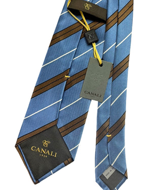 Canali Silk Tie Blue Brown Stripes