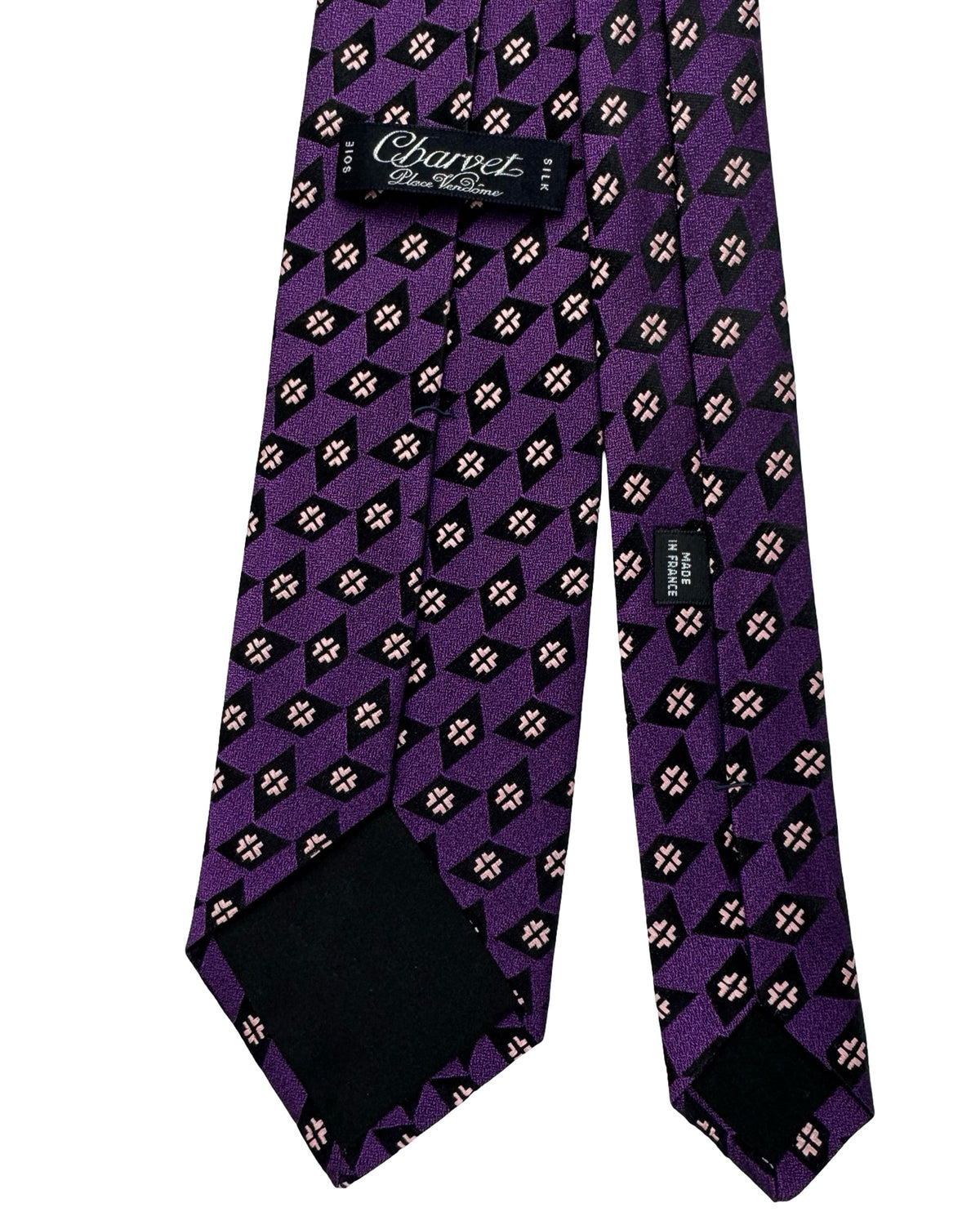 Charvet Paris Tie Purple Pink Diamonds