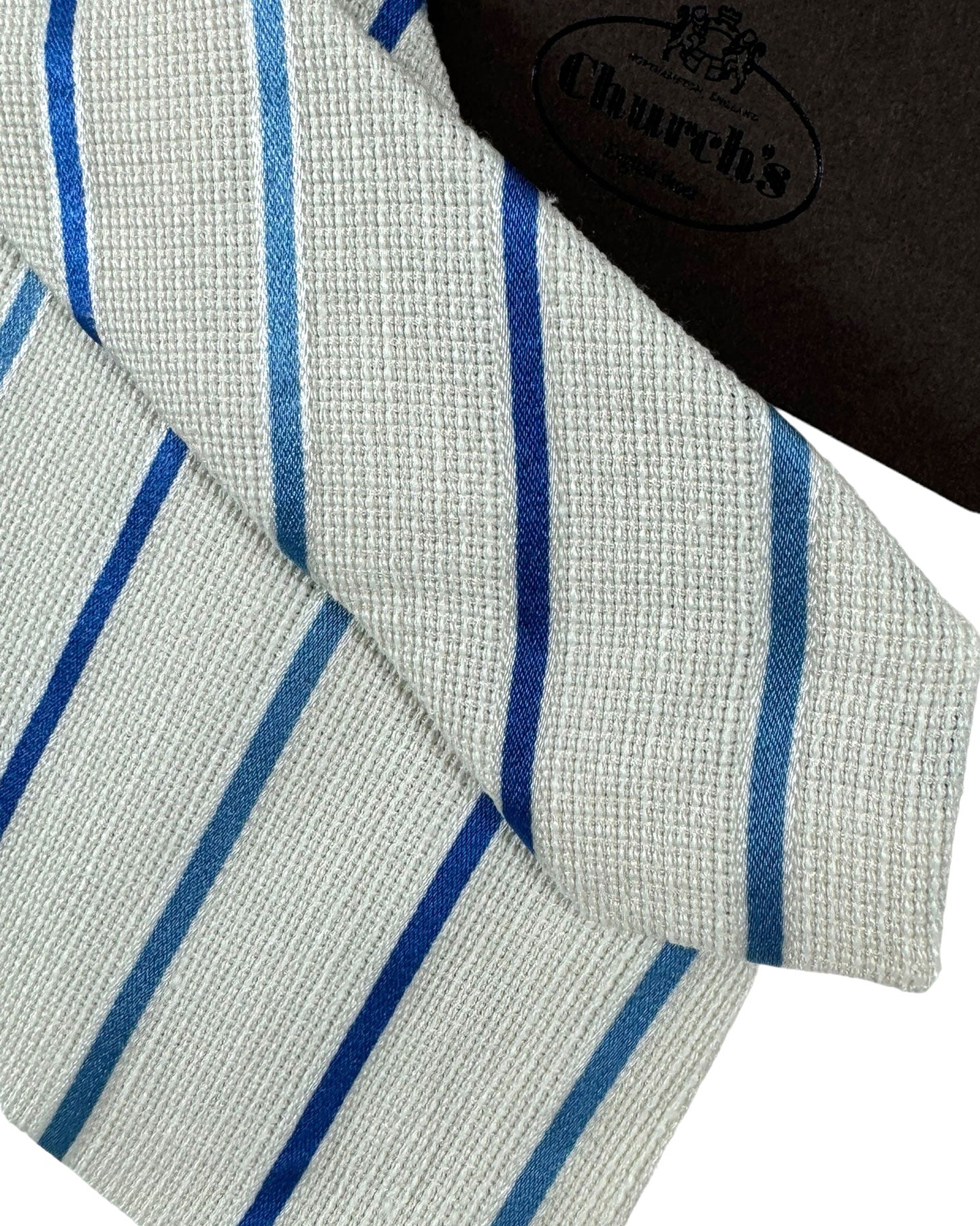 Church's Tie Silver Dark Blue Stripes 