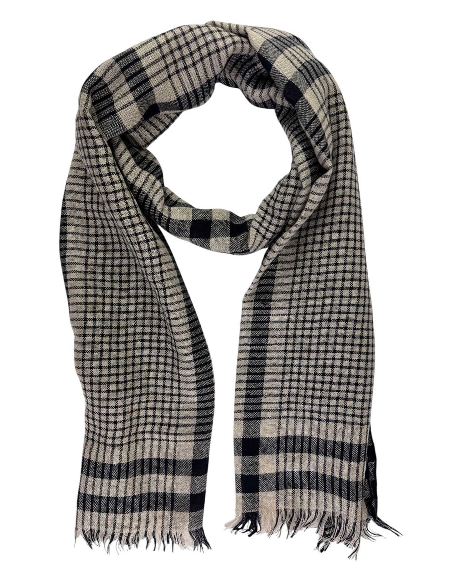 Brunello Cucinelli Scarf Midnight Blue Gray Plaid - Cashmere Silk Men Shawl SALE