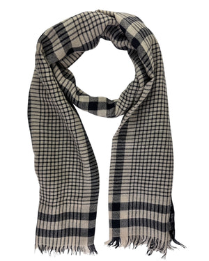 Brunello Cucinelli Scarf Midnight Blue Gray Plaid - Cashmere Silk Men Shawl SALE