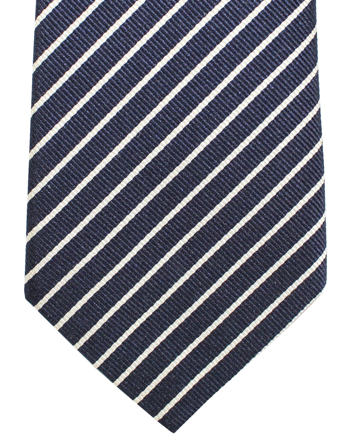 Brunello Cucinelli Silk Tie Black White Stripes