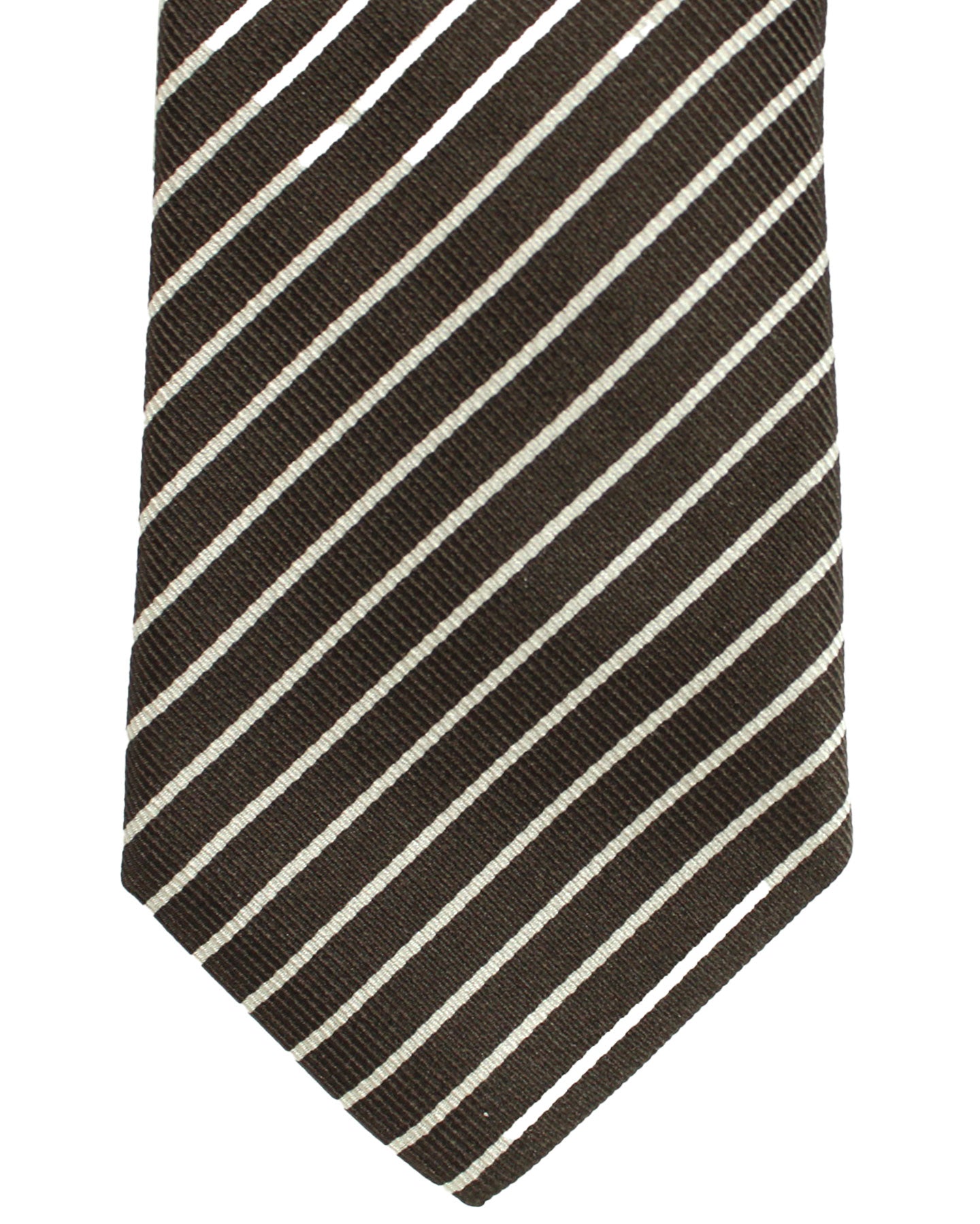 Brunello Cucinelli Silk Tie Brown Stripes Design