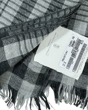 Brunello Cucinelli Scarf Black Gray Plaid - Cashmere Silk Men Shawl