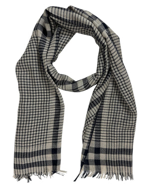 Brunello Cucinelli Scarf Gray Plaid - Cashmere Silk Men Shawl