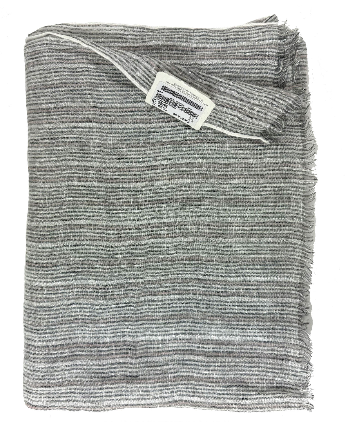 Brunello Cucinelli Scarf White Silver Black Light Pink Stripes - Linen Shawl SALE