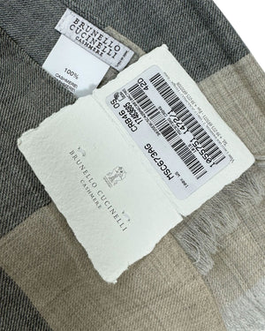 Brunello Cucinelli Scarf Gray Beige Black - Luxury Cashmere Men Shawl