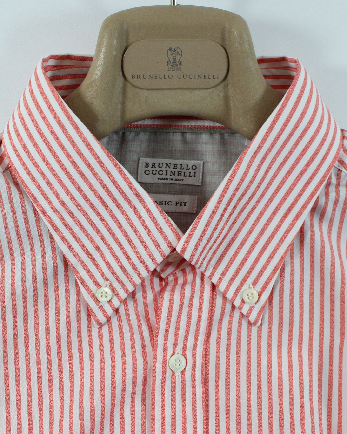 Brunello Cucinelli Button-Down Shirt White Red XXL - Tie Deals