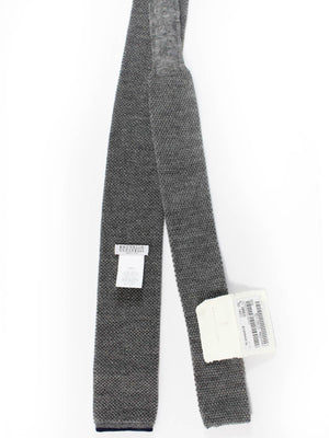 Brunello Cucinelli Square End Knitted Tie Charcoal Gray Wool SALE