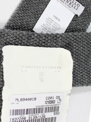 Brunello Cucinelli Square End Knitted Tie Charcoal Gray Wool SALE