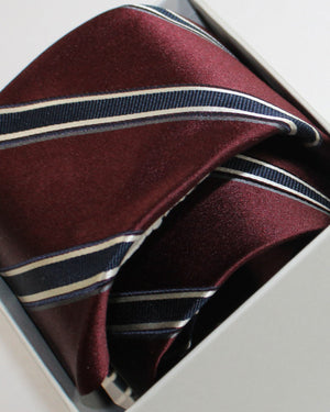 Brunello Cucinelli Silk Tie Maroon Stripes - Gift Box