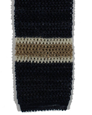 Brunello Cucinelli Square End Knitted Tie Stripes Linen Cotton