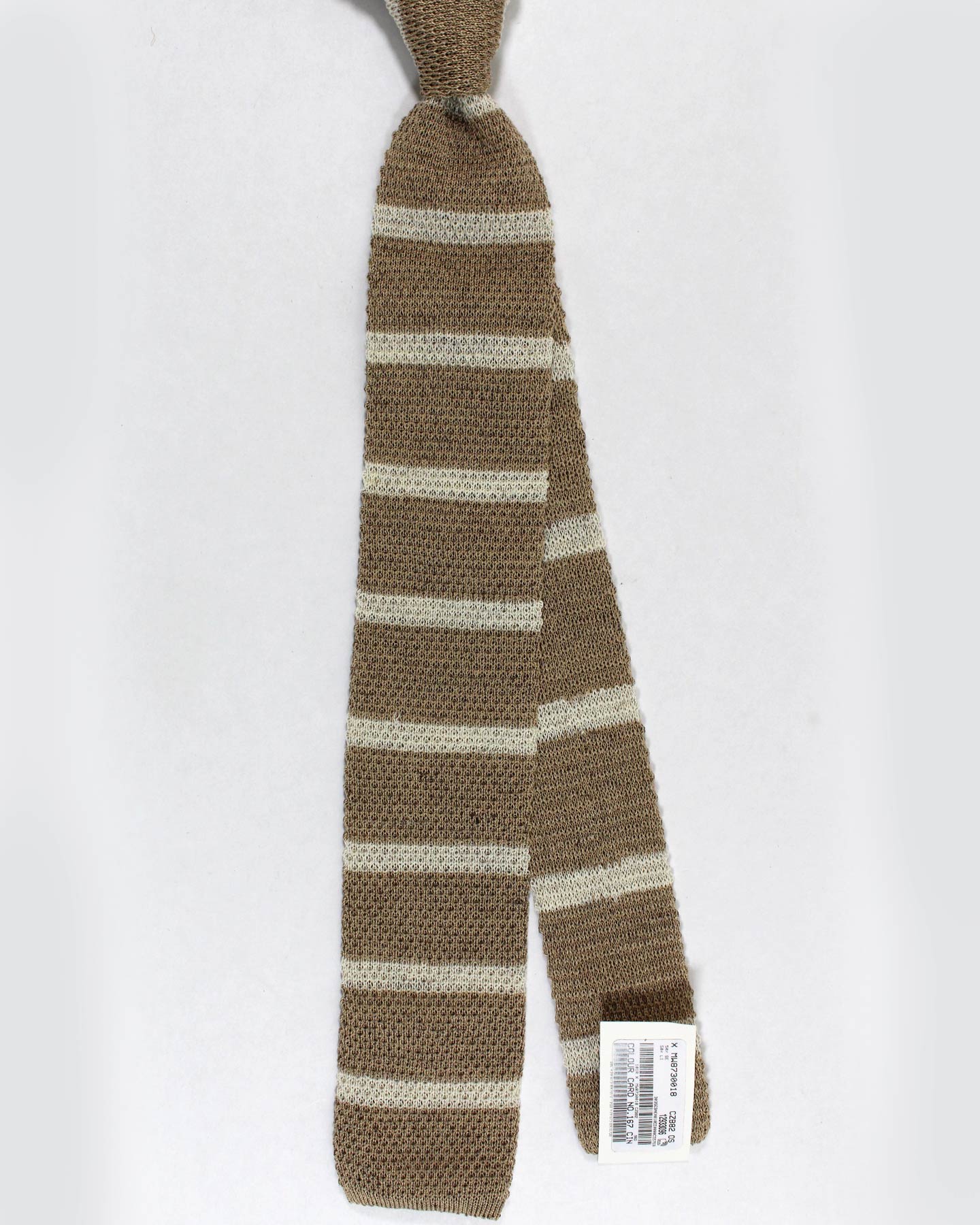 Brunello Cucinelli Square End Knitted Tie Taupe Stripes 