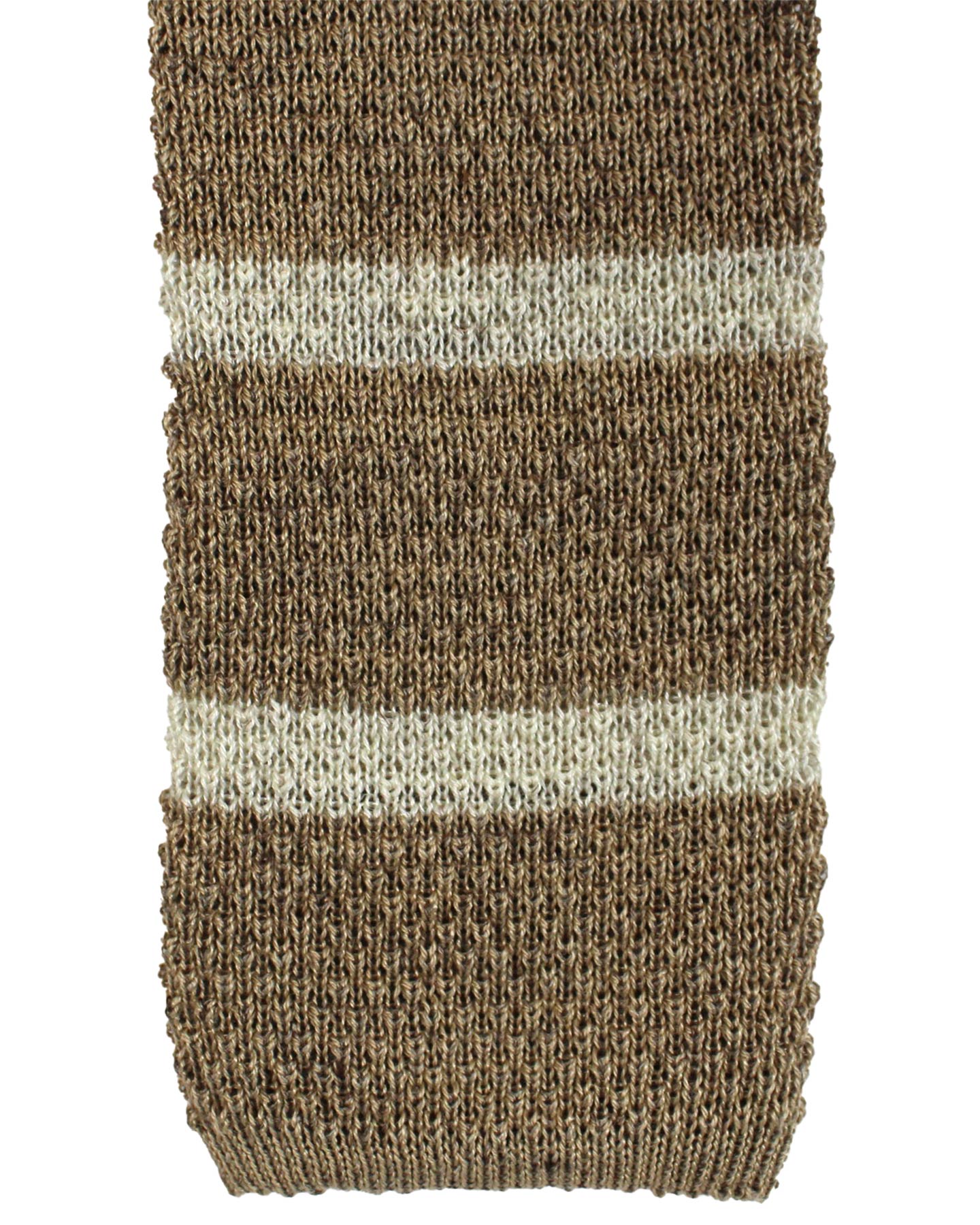 Brunello Cucinelli Square End Knitted Tie Taupe Stripes 