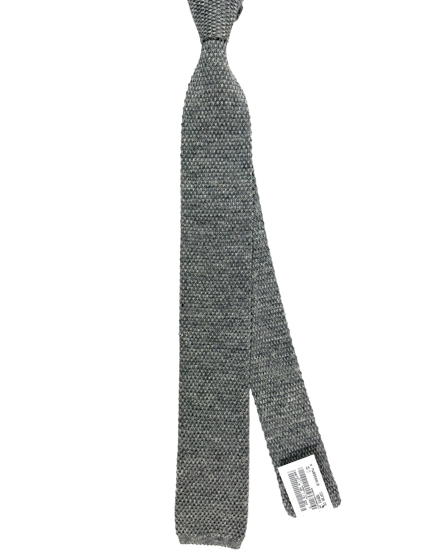 Brunello Cucinelli Silk Linen Square End Knitted Tie Gray Solid