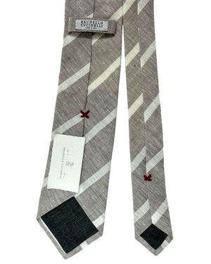 New tie Light Brown White Stripes