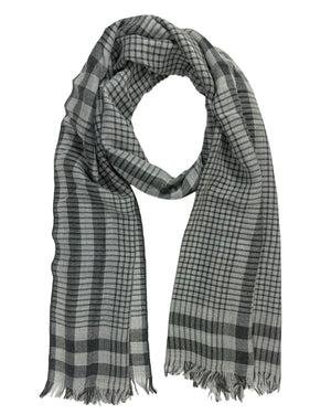 Brunello Cucinelli Scarf Dark Blue Gray Plaid 