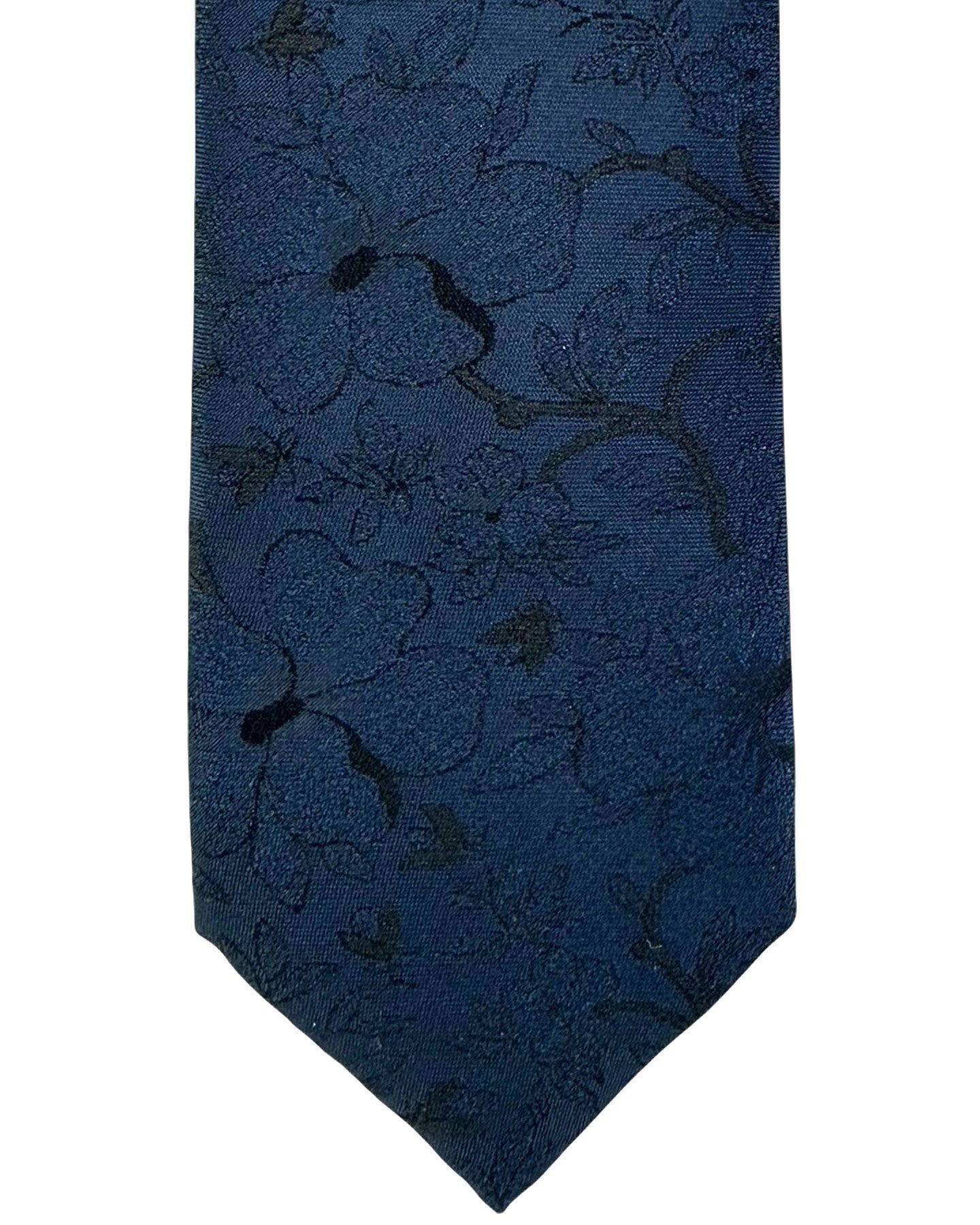 Dolce & Gabbana Skinny Tie Midnight Blue Tonal Floral