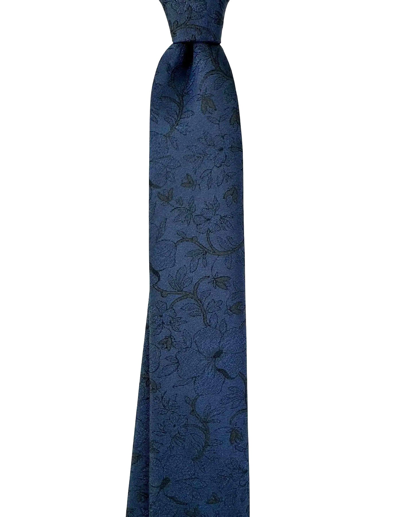 Dolce & Gabbana Skinny Tie Midnight Blue Tonal Floral