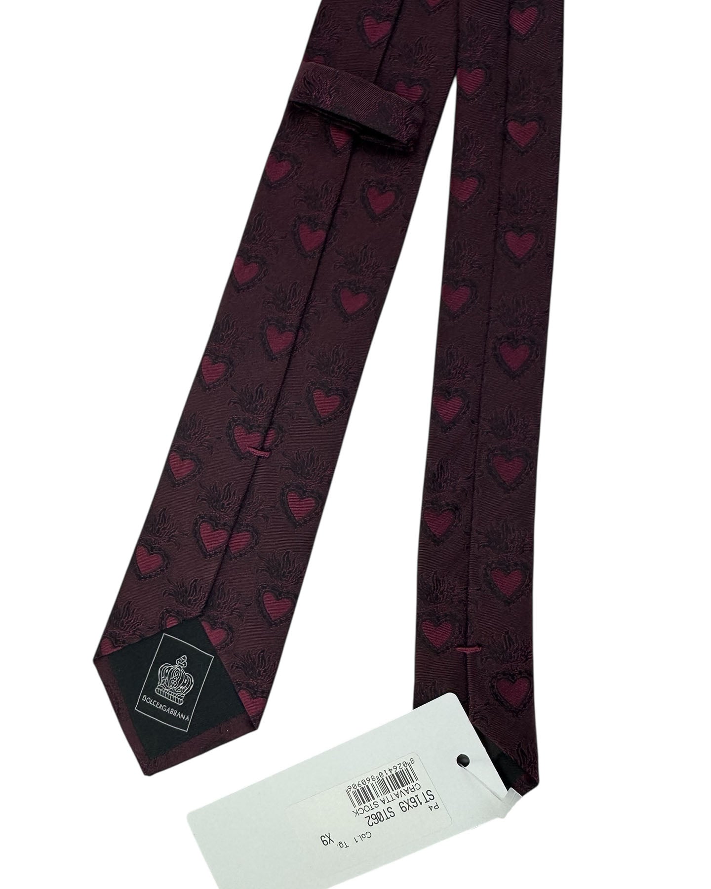 Dolce & Gabbana Skinny Tie Maroon Sacred Heart
