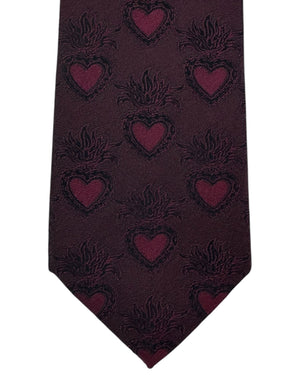 Dolce & Gabbana Skinny Tie Maroon Sacred Heart
