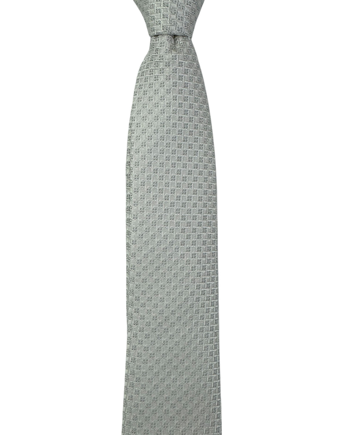 Dolce & Gabbana Skinny Tie Silver Gray Geometric SALE