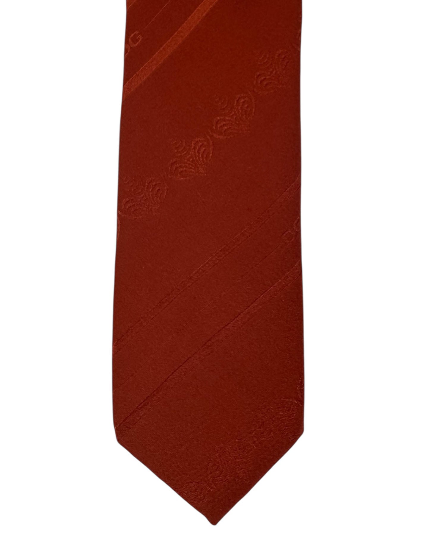 Dolce & Gabbana Skinny Tie Rust Orange Patterned Stripes