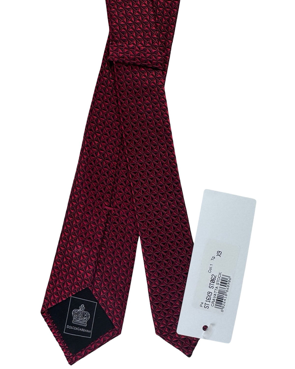 Dolce & Gabbana Skinny Tie Red And Black Geometric Triangle Pattern