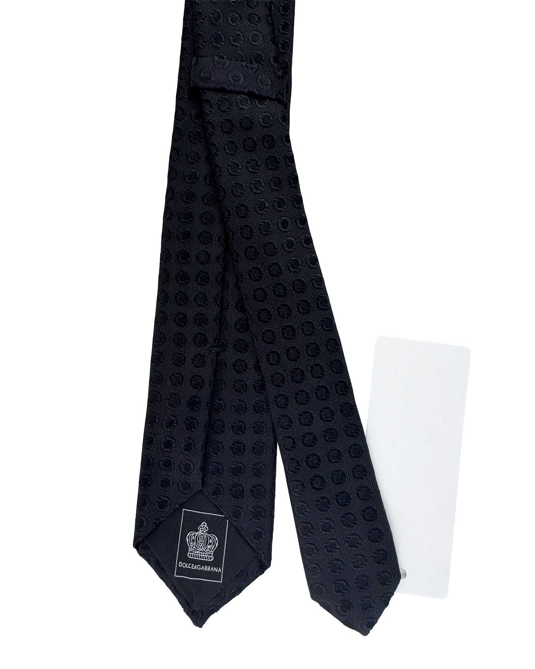 Dolce & Gabbana Skinny Tie Black Medallion Pattern - Tie Deals