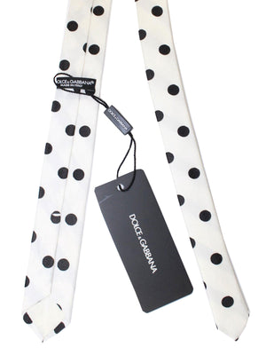 Dolce & Gabbana Skinny Tie White Black Polka Dots SALE