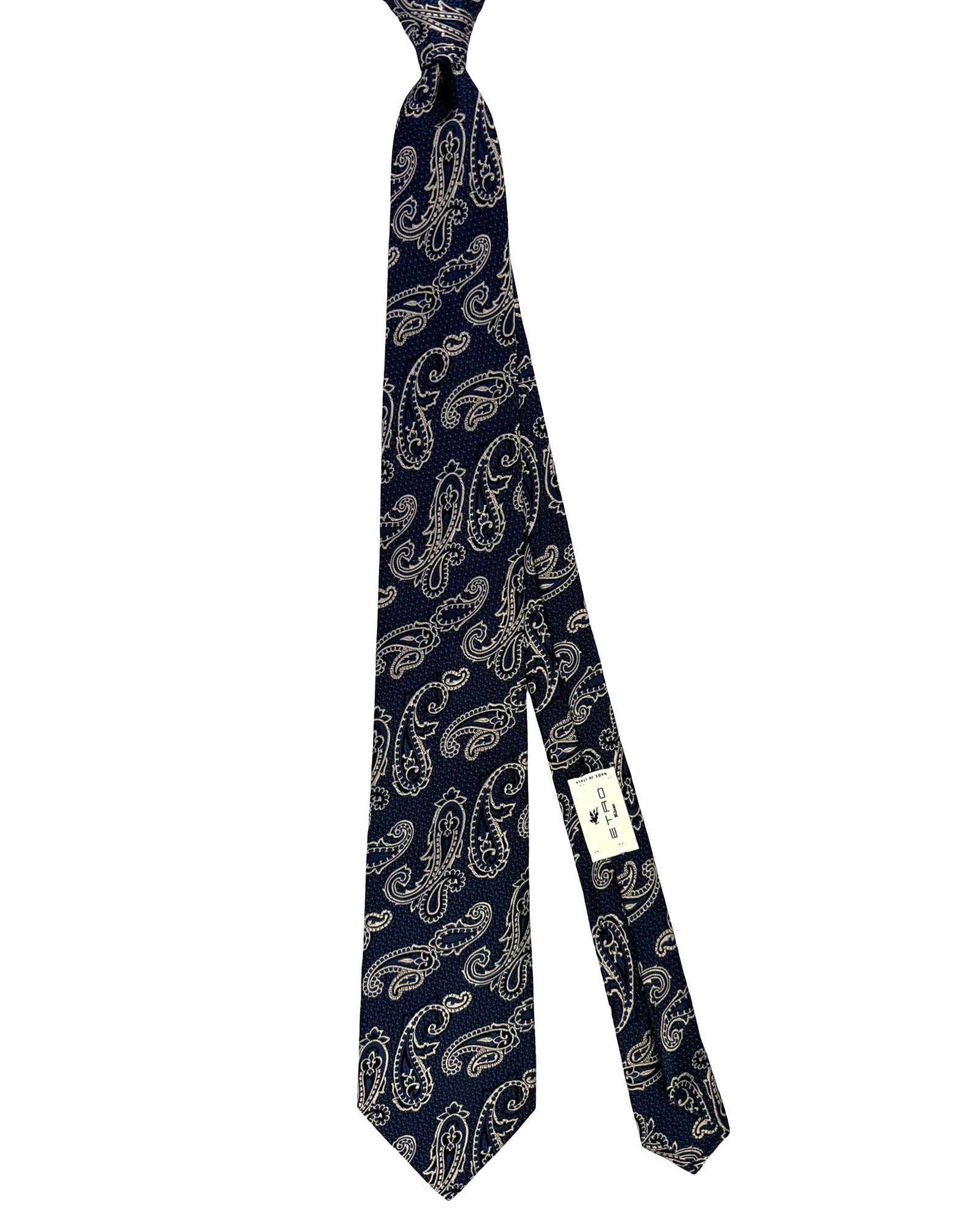 Etro Silk Tie Navy Paisley Design
