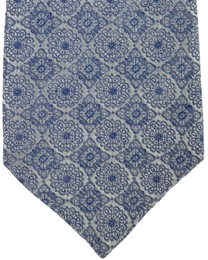 Etro Silk Tie Gray Blue Medallion