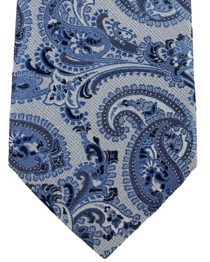 Etro Silk Tie Gray Blue Paisley 